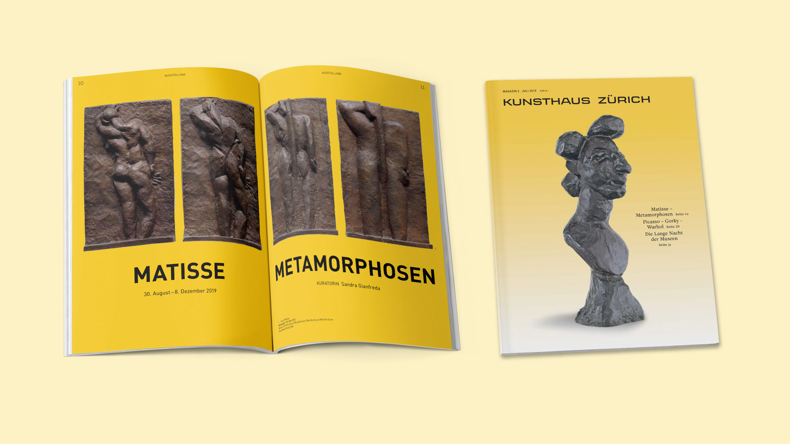 Kunsthaus Zürich Magazin Cover und Seite.