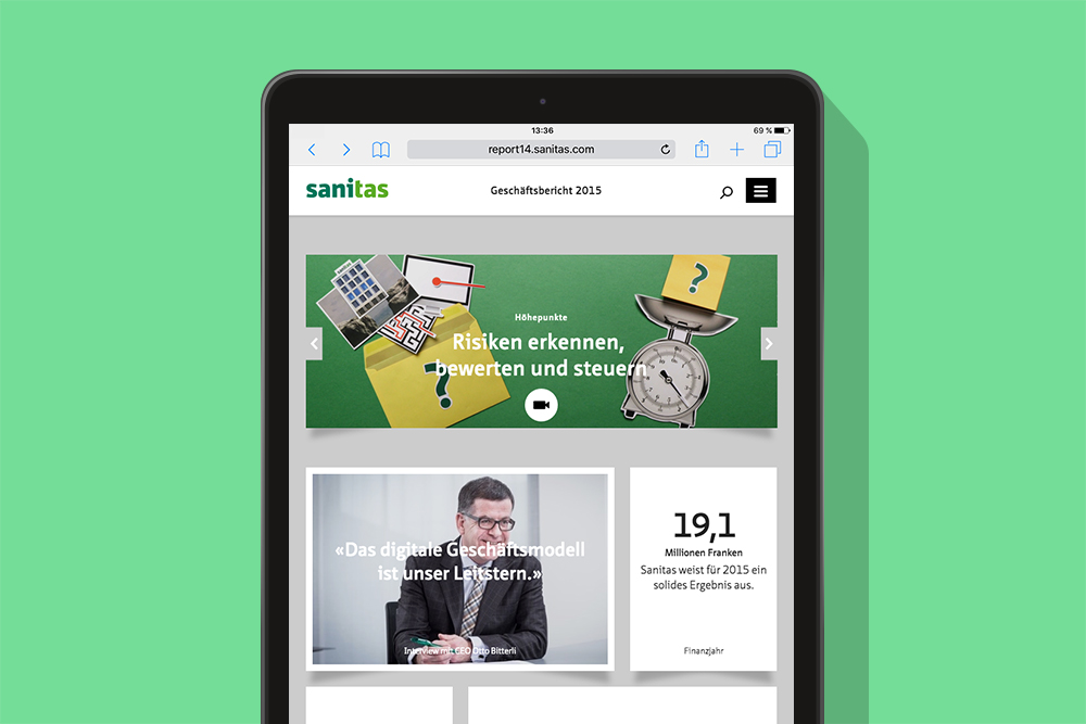 Sanitas Website im tablet Mockup.