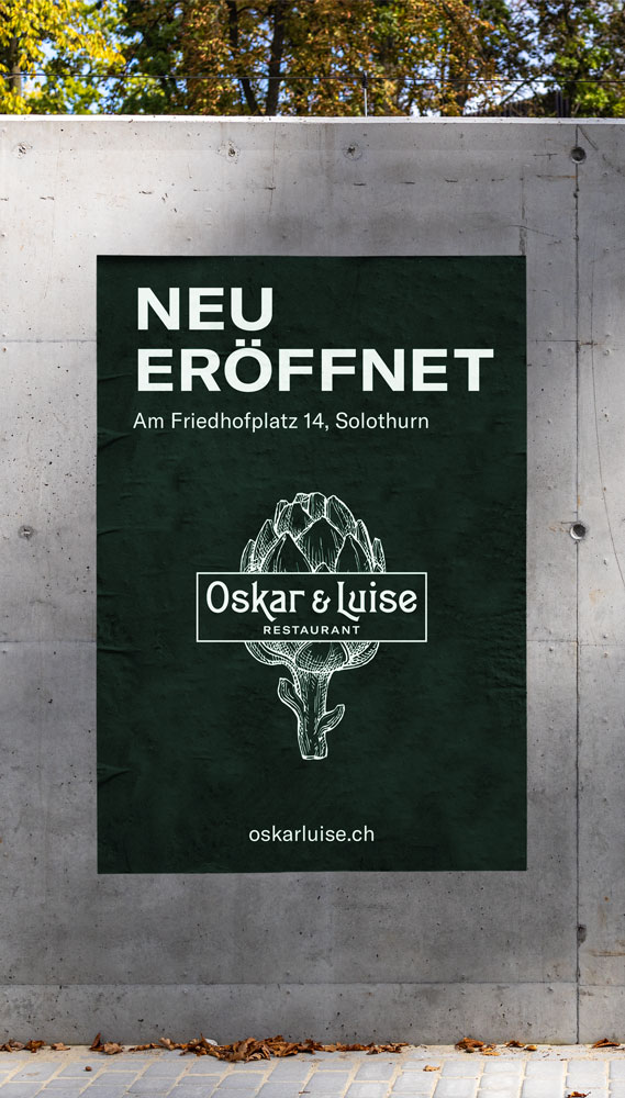 Plakat zur Eröffnung des Restaurants Oskar und Luise.